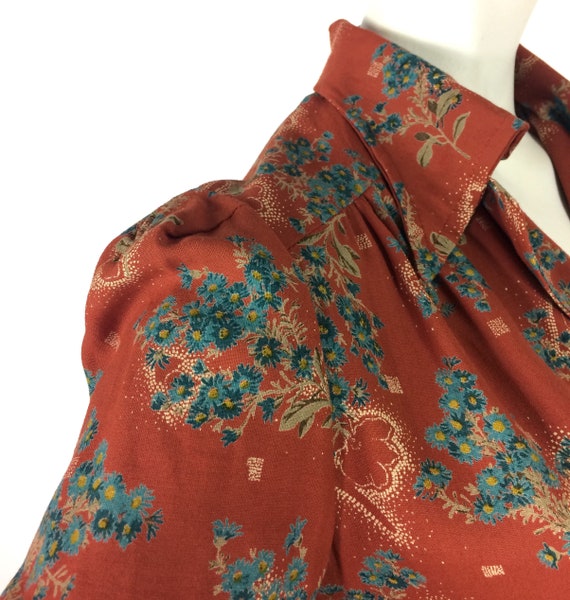 1970s does 40s vintage floral cotton shirt dress … - image 6