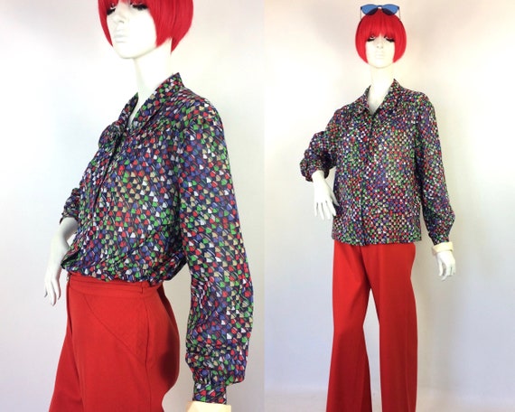 1970s vintage Art Deco smock blouse / 40s shirt /