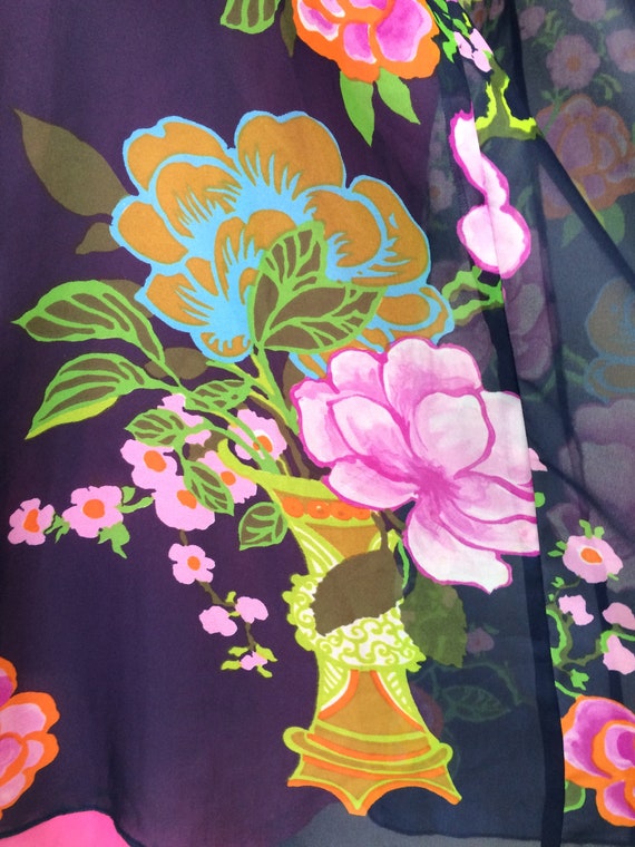 1960s vintage Simon Ellis flower power maxi dress… - image 3