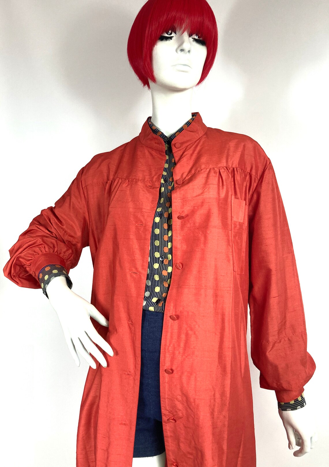 1960s vintage raw silk house coat / long dress / spring jacket Etsy