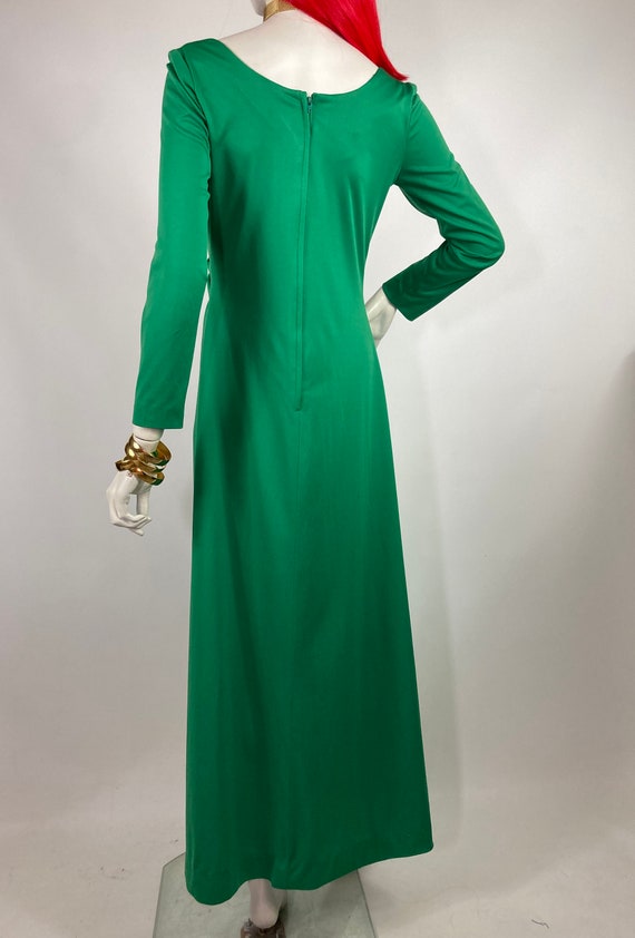 Horrockses 1960s vintage poison green Deco maxi d… - image 6