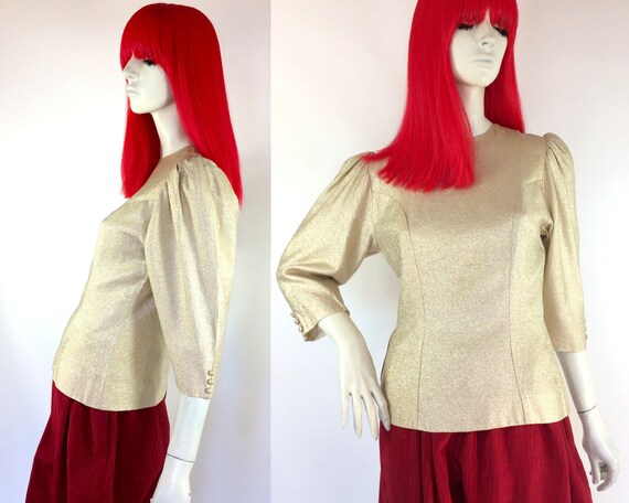 1960s vintage gold lamè lurex blouse / tunic / Gla
