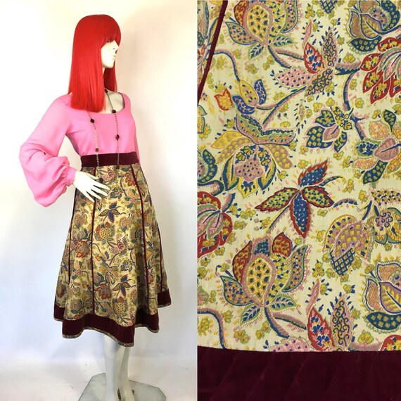 Vintage 1970s Annabelinda cotton and velvet skirt