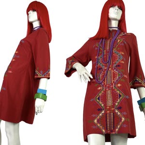 1960er 70er Jahre Baumwoll-Kaftan-Kleider / Hippie / Festival / Woodstock bestickt