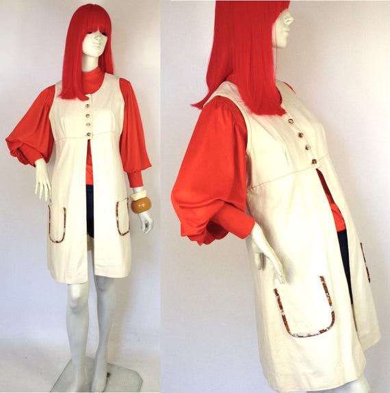 Vintage 1960s denim dress / waistcoat / 70s Rock /