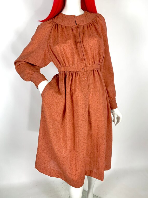 Cacharel 1970s wool midi shirt smock dress / Cott… - image 6