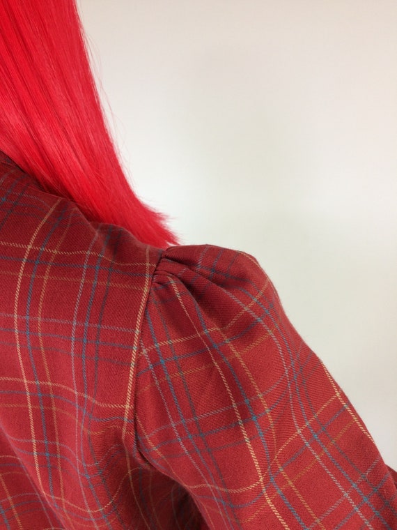 BURBERRY Vintage 1960s plaid wool ruffle blouse /… - image 5