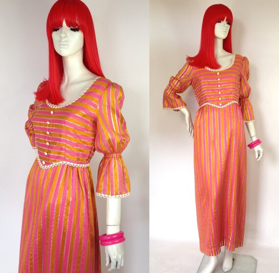 Marion Donaldson 1960s candy striped dolly maxi dr