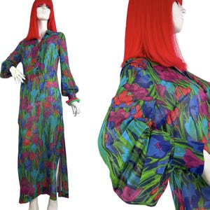Barbara de Winter vintage 70s floral posh maxi psychedelic maxi dress / designer