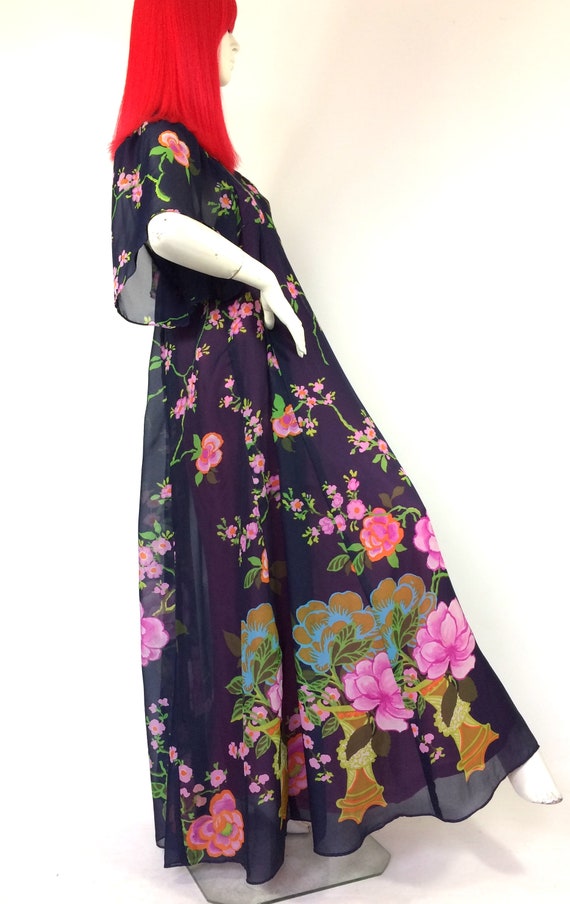 1960s vintage Simon Ellis flower power maxi dress… - image 7