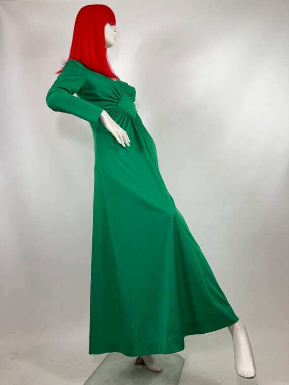 Horrockses 1960s vintage poison green Deco maxi d… - image 4