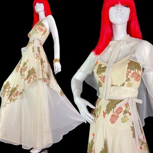 Aristos 1970s vintage 30s style floaty chiffon maxi by Aristos / Bill Gibb / Janice Wainwright