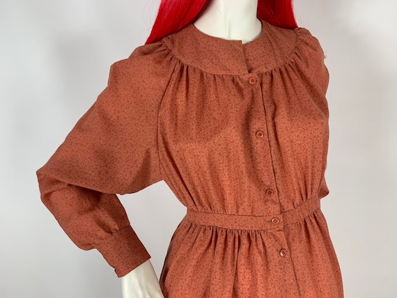 Cacharel 1970s wool midi shirt smock dress / Cott… - image 7