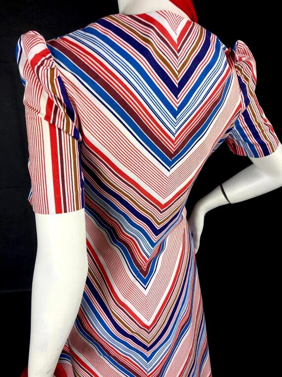 Vintage 1970s chevron stripe midi cotton shirt dr… - image 9