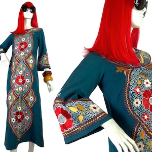 Embroidered kaftan 1960s embroidered Souk cotton kaftan / Hippie / Festival / Woodstock / Made in India