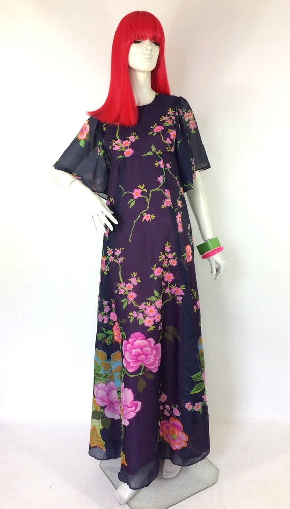 1960s vintage Simon Ellis flower power maxi dress… - image 8