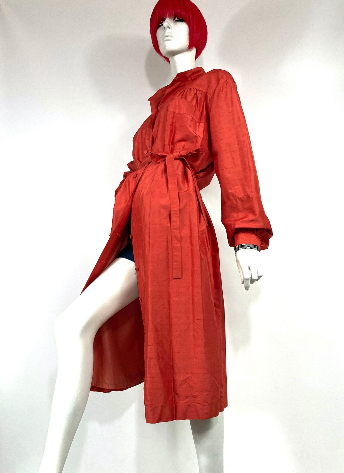 1960s vintage raw silk house coat / long dress / spring jacket Etsy