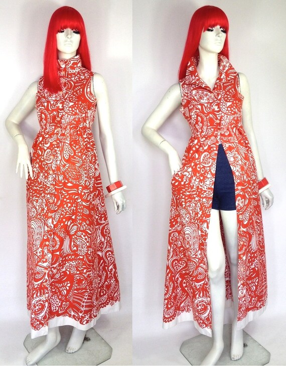 Vintage 1960s abstract GOLDEN FINN maxi dress / c