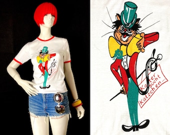 1970s Pop Art Novelty T-Shirt: Cat Seeks Kitten, Skinny Fit