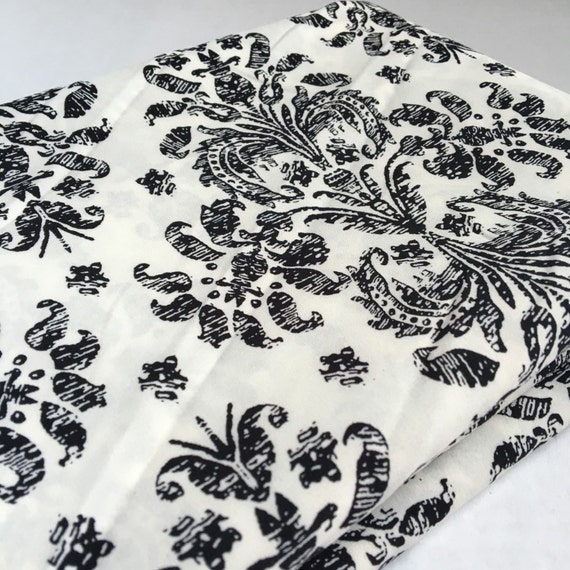 Cream and black infinity scarf Damask print Knit Infinity