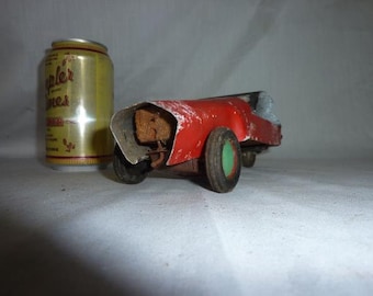 Appalachian Tin and Wood Windup Primitive Toy Car Folk Art