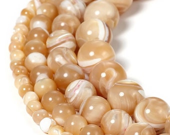 4-12mm nacre naturelle vadrouille nacre conque perle cristal pierres précieuses rondes en vrac énergie guérison perles pour boucles d'oreilles fabrication de bijoux
