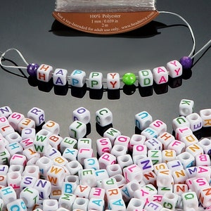 White Cube Colorful Letter Beads 100pcs Acrylic Alphabet Beads for DIY Handmade Bracelet Jewelry Marking A-Z