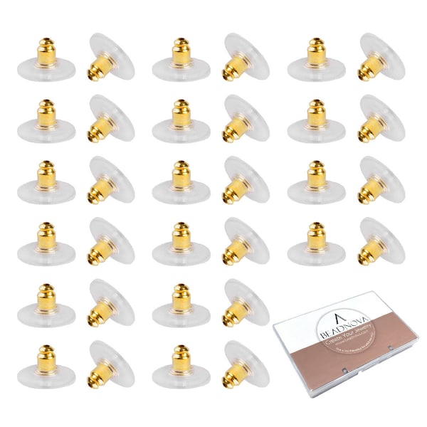 120pcs Gold Disc Earring Backs with Comfort Plastic Disc Pad Clutch Earring Backings Pierced or Posts Secure Stopper Safety Backs