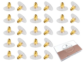 120pcs Gold Disc Earring Backs with Comfort Plastic Disc Pad Clutch Earring Backings Pierced or Posts Secure Stopper Safety Backs