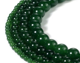 Green Jade Malay Jade Crystal Beads Stone Gemstone Round Loose Beads for Necklace Earring Jewelry Making 4mm 6mm 8mm 10mm 12mm