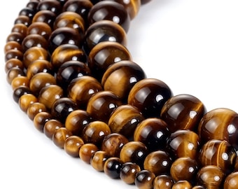 Natural Yellow Tiger Eye Beads 4-12mm Crystal Beads Stone Gemstone Round Loose Beads for DIY Jewelry Making