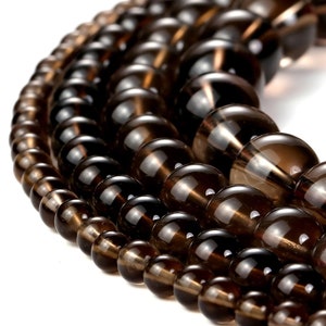 Smoky Quartz Beads 4mm 6mm 8mm 10mm 12mm Gemstone Round Loose Smooth Polished Beads for Earrings Bracelet Jewelry Making 15.5&quot;