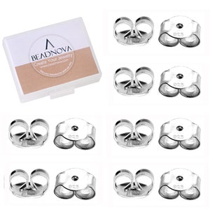 Mixed Assorted Size 925 Sterling Silver Earring Backs Earring Backings  Pierced for Posts Studs Butterfly Earring Nut Stopper Pack Box Set 