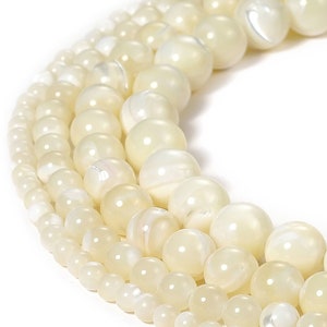 4-12mm Natural White Mother of Pearl Shell Beads Crystal Beads Stone Gemstone Round Loose Energy Healing Beads For Jewelry Making