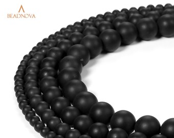Perles d'onyx noir mat de qualité AAA Perles d'onyx mat Perles rondes en agate noire Perles de pierre 4mm 6mm 8mm 10mm 12mm