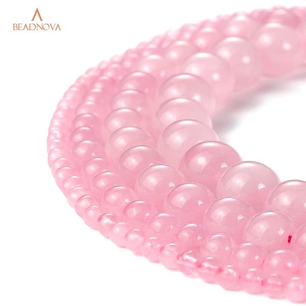 Natural Rose Quartz Beads Pink Gemstone Round Loose Beads Love Healing Reiki Hyaline Quartz Strand Bulk 4mm 6mm 8mm 10mm 12mm