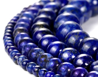 Perles de Lapis Lazuli bleu naturel 4-12mm perles de cristal naturel pierre gemme ronde perles de guérison d'énergie en vrac pour la fabrication de bijoux de boucles d'oreilles