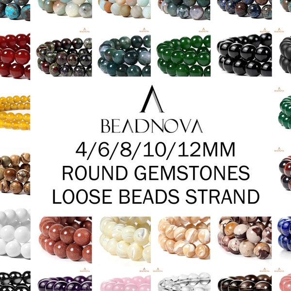 4-12mm Natural Gemstone Beads Round Smooth Matte Loose Beads Stone Agate Crystal Quartz Jewelry Making Sample Order 4mm 6mm 8mm 10mm 12mm