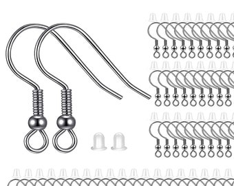 150 pièces crochets de boucles d'oreilles en acier inoxydable hameçons pour boucles d'oreilles à monter soi-même fabrication de bijoux fournitures de boucle d'oreille 20mm fil de calibre 21