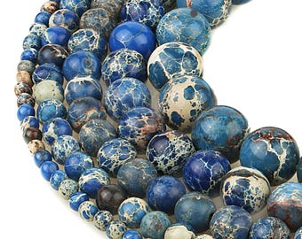 Blue Sea Sediment Imperial Jasper Beads Galaxy Regalite Emperor Round Gemstone Loose Beads 4mm 6mm 8mm 10mm for DIY Earrings Jewelry Making