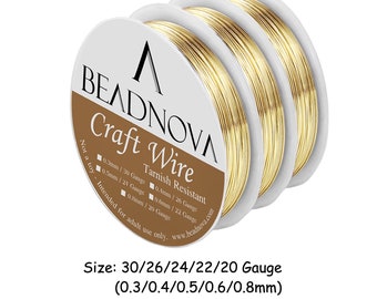 Fil de cuivre couleur or calibre 20/22/24/26/30 solide rond nu ligne de fabrication de bijoux perles artisanat mort bobine douce 0.3 0.4 0.5 0.6 0.8mm
