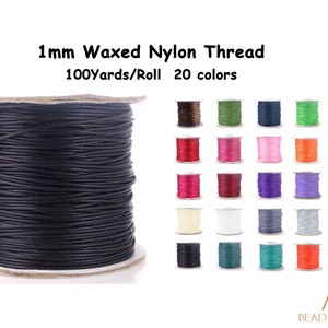 1mm Waxed Nylon Thread DIY Beading Cord Round String For Bracelet Jewerly Making 100 yards 300 feets Roll Spool BEADNOVA