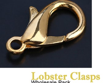 Lobster Clasps 18K Gold Color Gold Plated Alloy Lobster Claw Clasps 10mm 12mm 14mm For Bracelet Necklace Jewelry Making 25pcs 50pcs 100pcs