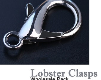 Rhodium Color Lobster Claw Clasp Rhodium Plated Lobster Catch 10mm 12mm 14mm For DIY Jewelry Earring Bracelet Necklace Making 25/50/100pcs