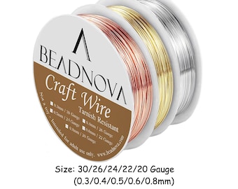 Solid Round Bare Copper Wire 20/22/24/26/30 Gauge Gold Silver Color Tarnish Resistant Jewelry Making Wire Dead Soft BEADNOVA