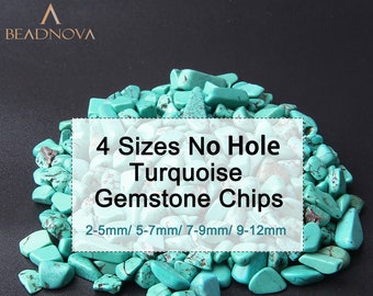 Turquesa No Hole Virutas de piedras preciosas sin perforar Cuentas de piedra caída Irregulares Hallazgos de perlas de pepitas sueltas para joyería de bricolaje que hacen a granel 2mm-12mm