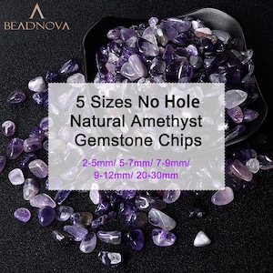 Natural Amethyst No Hole Gemstone Chips Undrilled Tumbled Stone Beads Irregular Loose Nugget Beads Findings for Jewelry Making Bulk 2mm-30mm