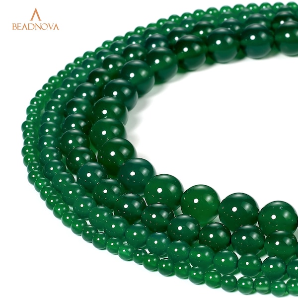 Pietra preziosa di agata verde naturale Perle rotonde sciolte Perle di cristallo per collana Bracciale Orecchino Gioielli Fare 4mm 6mm 8mm 10mm 12mm