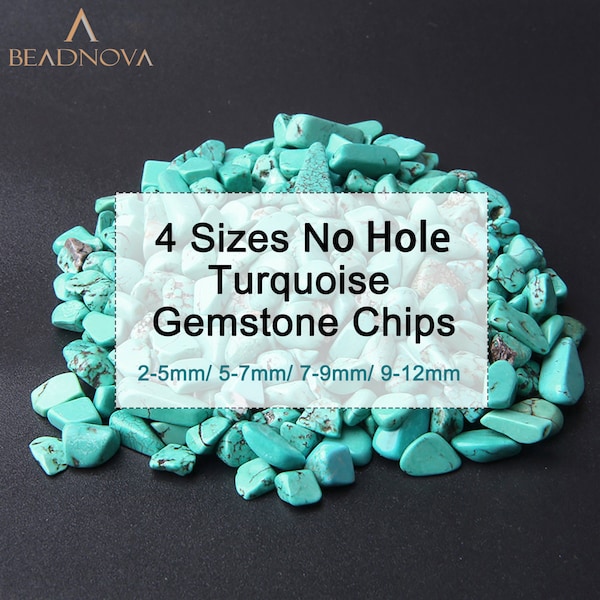 Turquoise No Hole Gemstone Chips Undrilled Tumbled Stone Beads Irregular Loose Nugget Beads Findings for DIY Jewelry Making Bulk 2mm-12mm