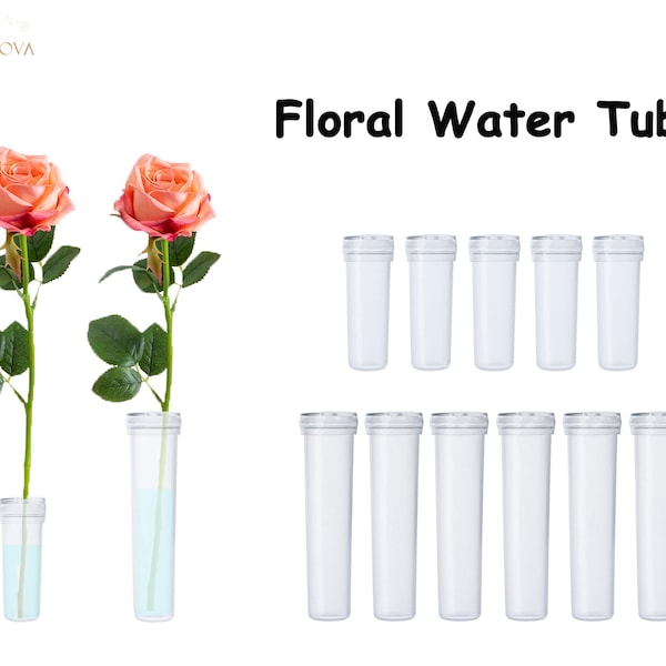 Tubes d'eau florale blanc clair 4 cm 7 cm tubes d'eau en plastique pour flacons de fleurs florales avec bouchons pour décoration d'arrangement floral 20 pièces 60 pièces